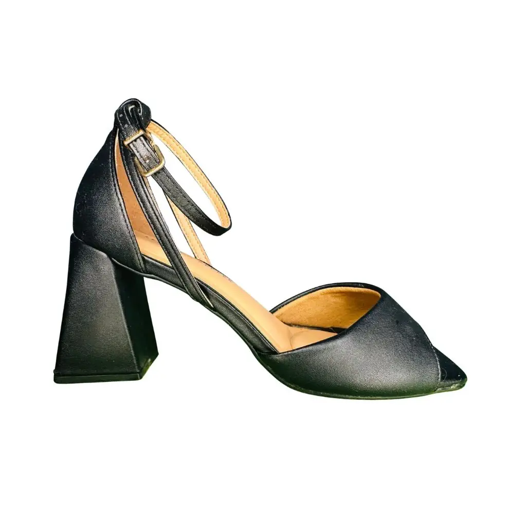 Lemon & Pepper Black Block Heels – UK 4 / EU 37, Good Condition