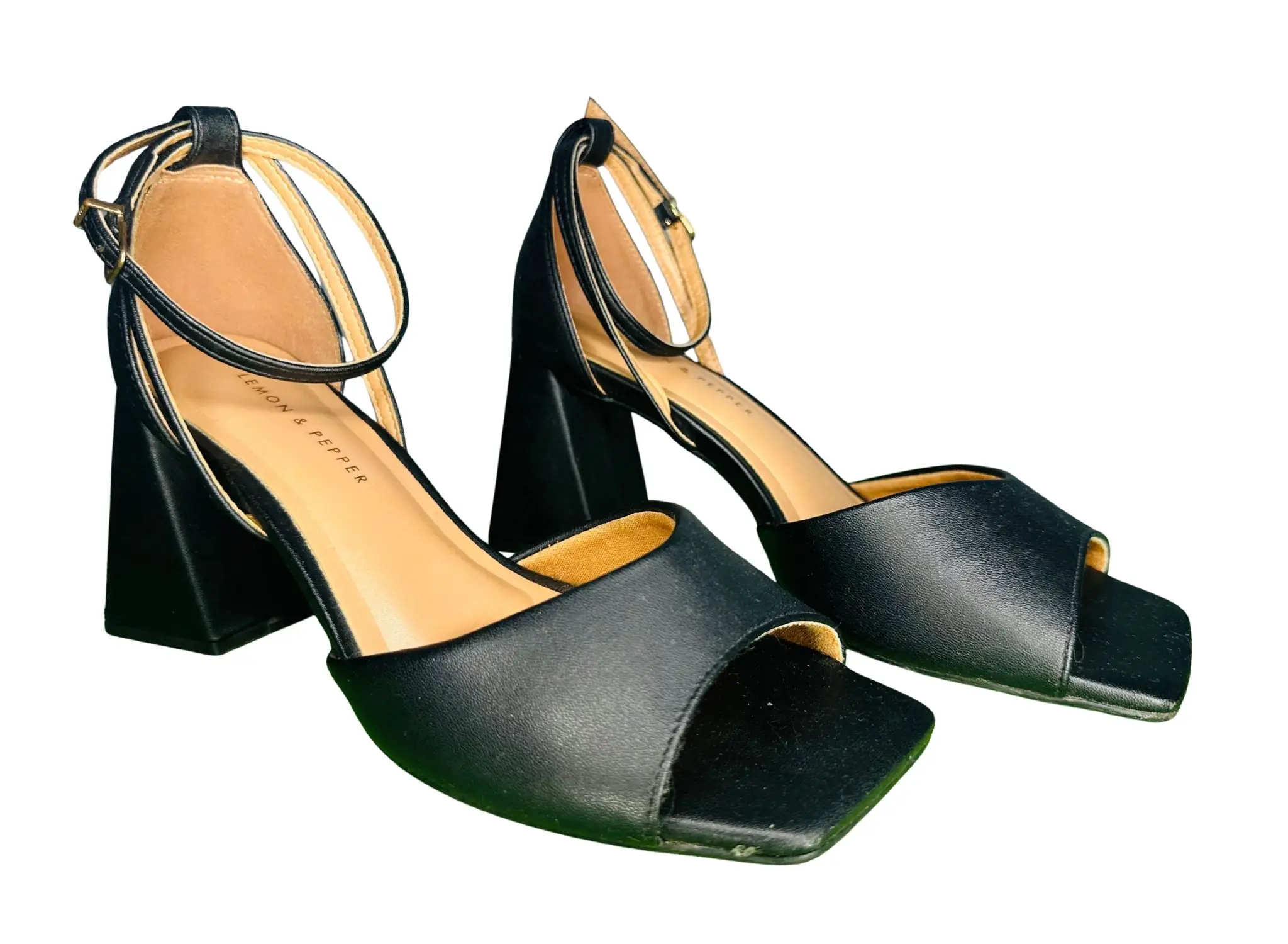 Lemon & Pepper Black Block Heels – UK 4 / EU 37, Good Condition - Image 2