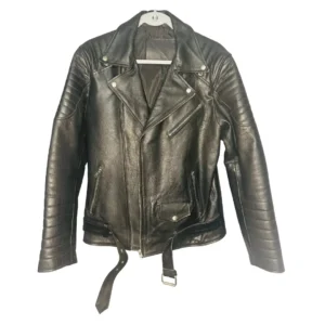 Men’s Black Leather Biker Jacket – Size M, Lightly Worn, Great Condition