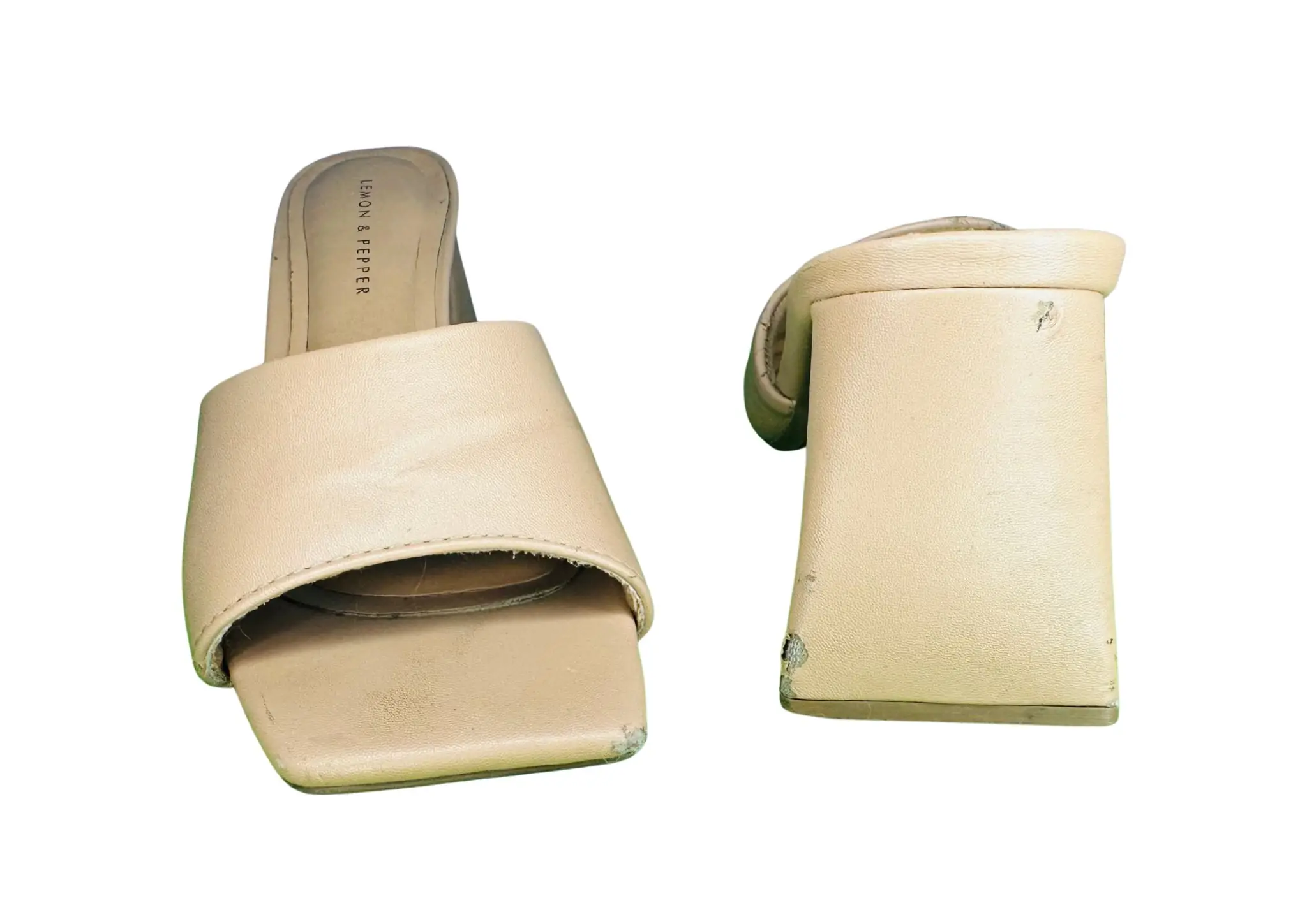 Lemon & Pepper Beige Block Heel Mules – UK 4 / EU 37, Good Condition - Image 4