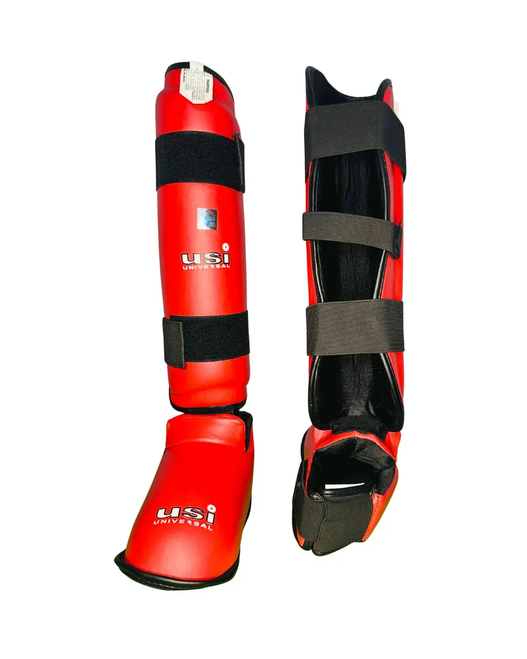 USI UNIVERSAL Shin Pads with Instep – Red, Large - Image 2